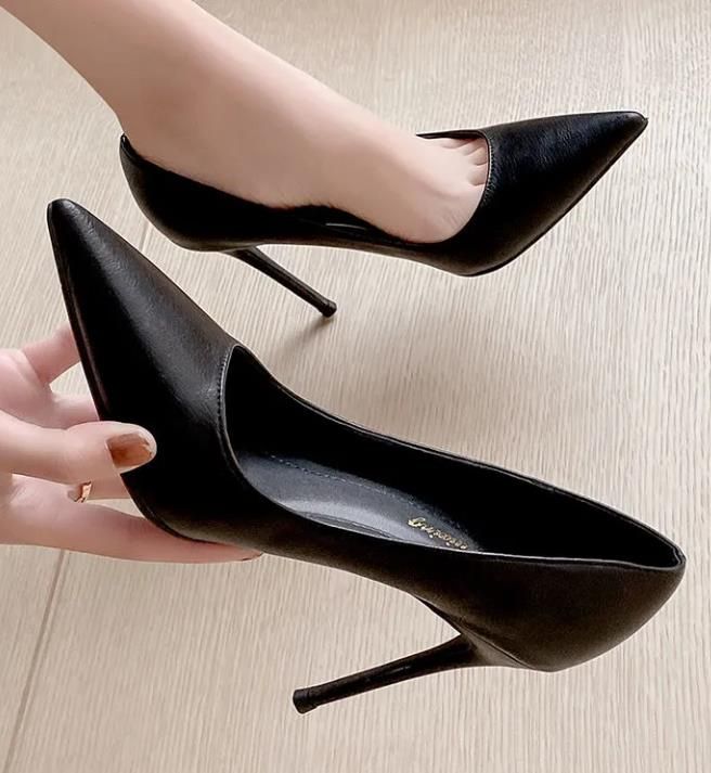 Ladies Shallow Heels Wedding Pumps Dress Party Shoes Black