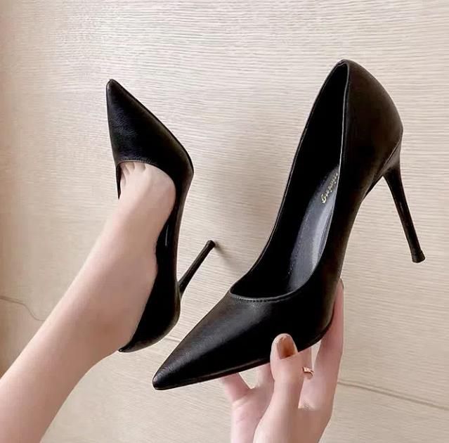 Ladies Shallow Heels Wedding Pumps Dress Party Shoes Black