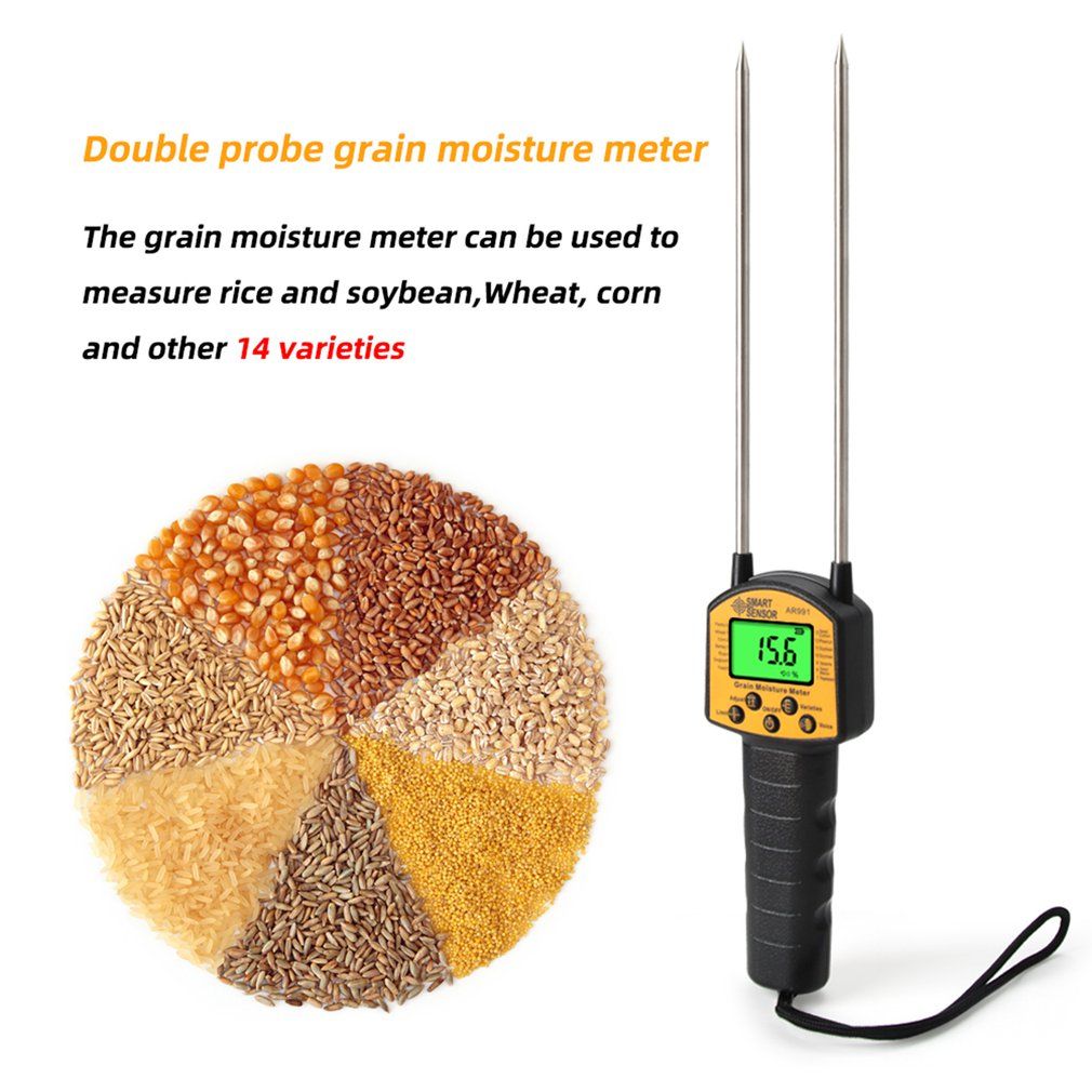 2022 Digital Moisture Meter Cereal Moisture Meter AR991 Smart Sensor For Use In Corn Wheat Rice Grains Wheat Flour Monkfish Seed