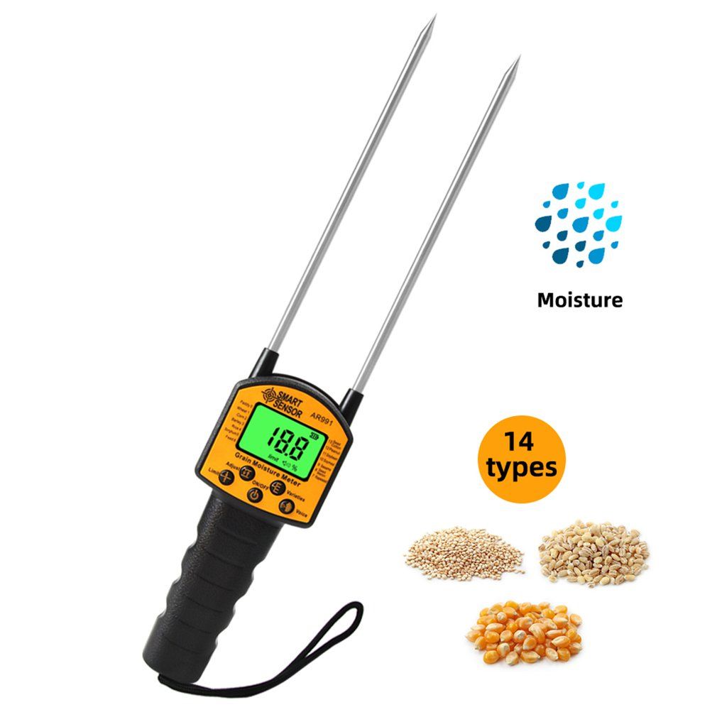 2022 Digital Moisture Meter Cereal Moisture Meter AR991 Smart Sensor For Use In Corn Wheat Rice Grains Wheat Flour Monkfish Seed