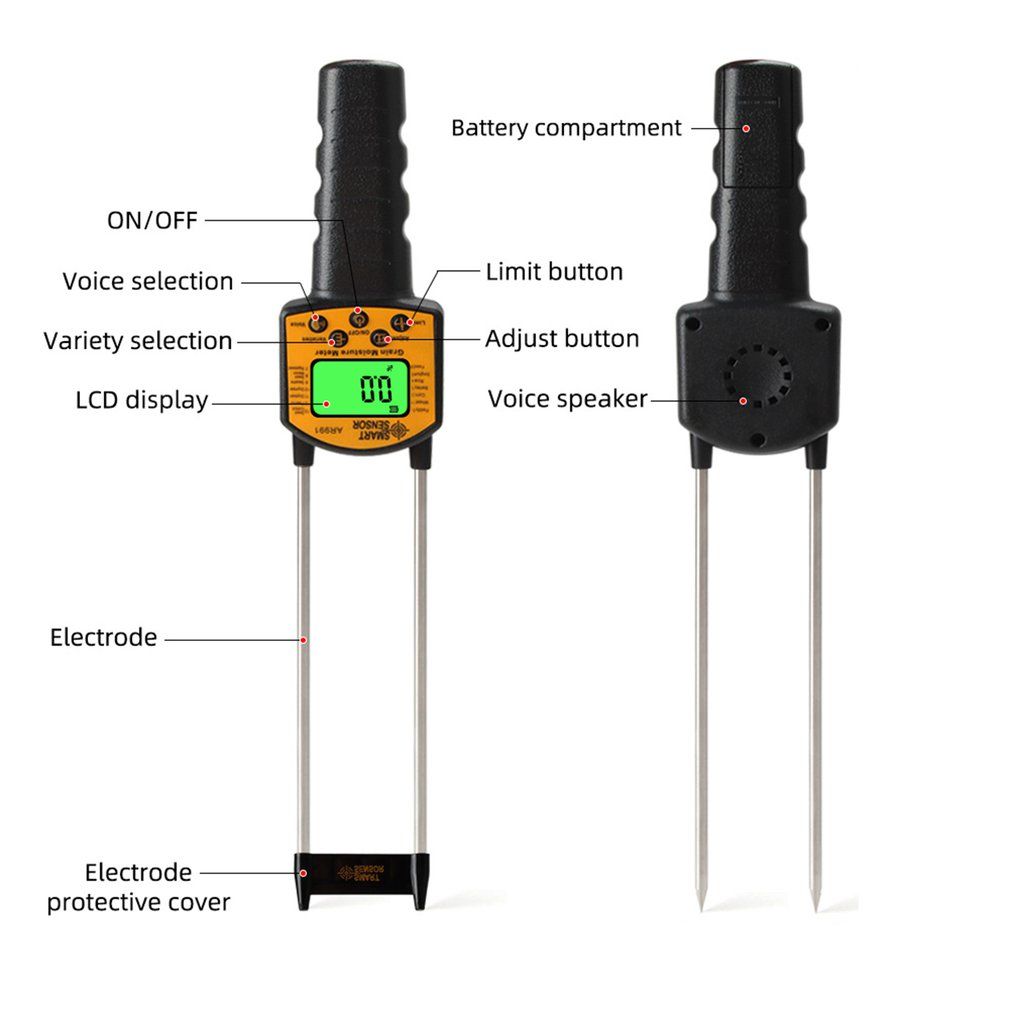 2022 Digital Moisture Meter Cereal Moisture Meter AR991 Smart Sensor For Use In Corn Wheat Rice Grains Wheat Flour Monkfish Seed