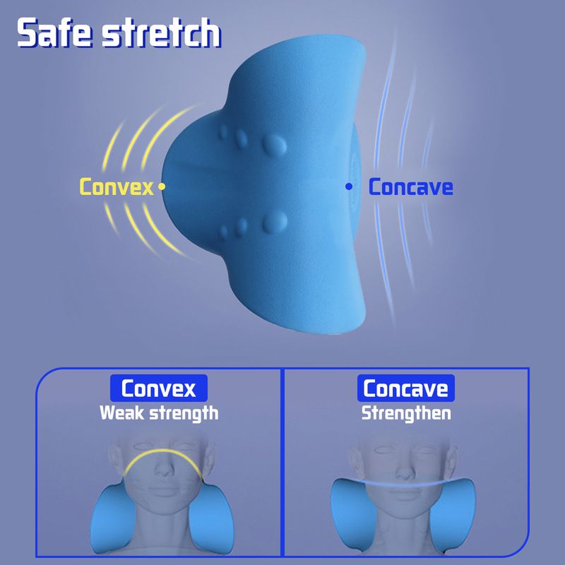 Neck Shoulder Stretcher Relaxer Cervical Chiropractic Traction Device Pillow For-Blue