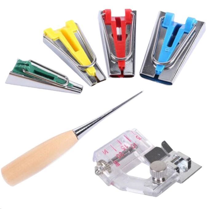1 Set Fabric Bias Binding Tape Maker Kit Awl Binder Foot Sewing