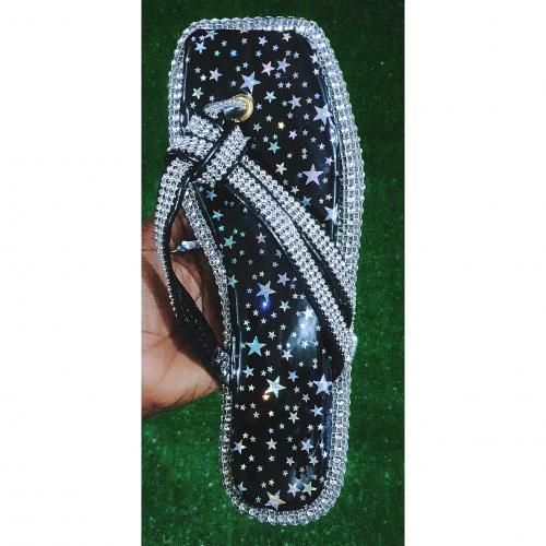 Ladies Glittering Flat Slippers
