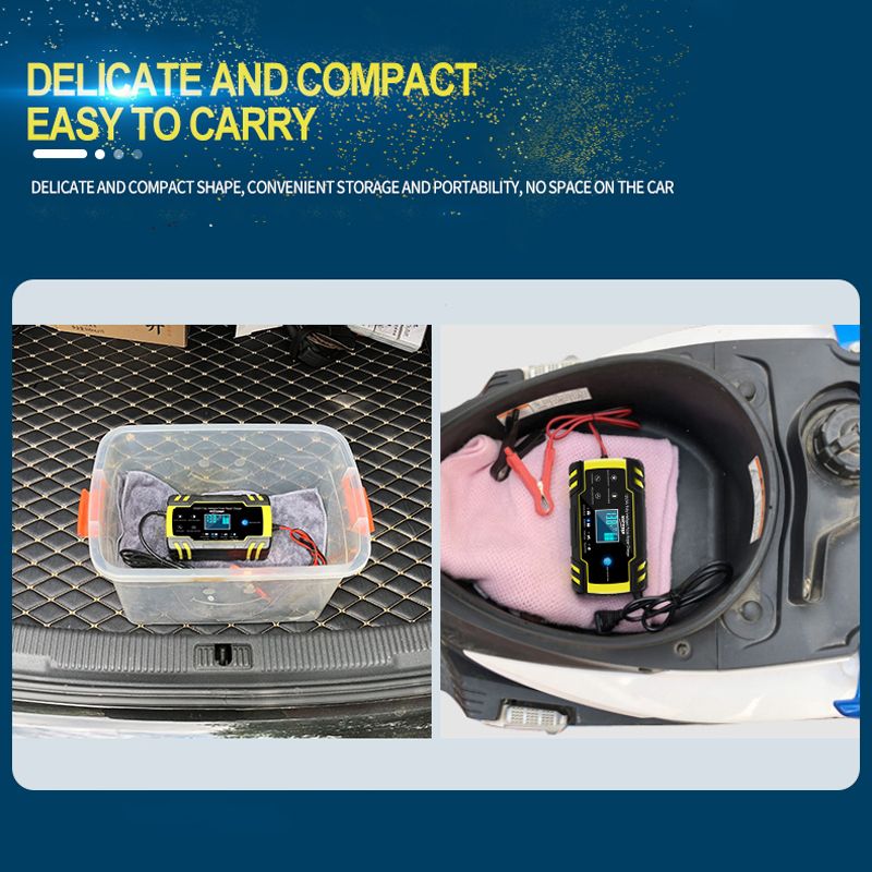 12V-24V 8A Full Automatic Car Battery Charger Power Pulse Repair Chargers Digital LCD Display