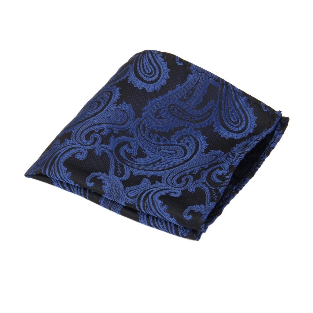 Mens  Jacquard Tie Hanky Cufflink Set Wedding Evening Party Dark Blue