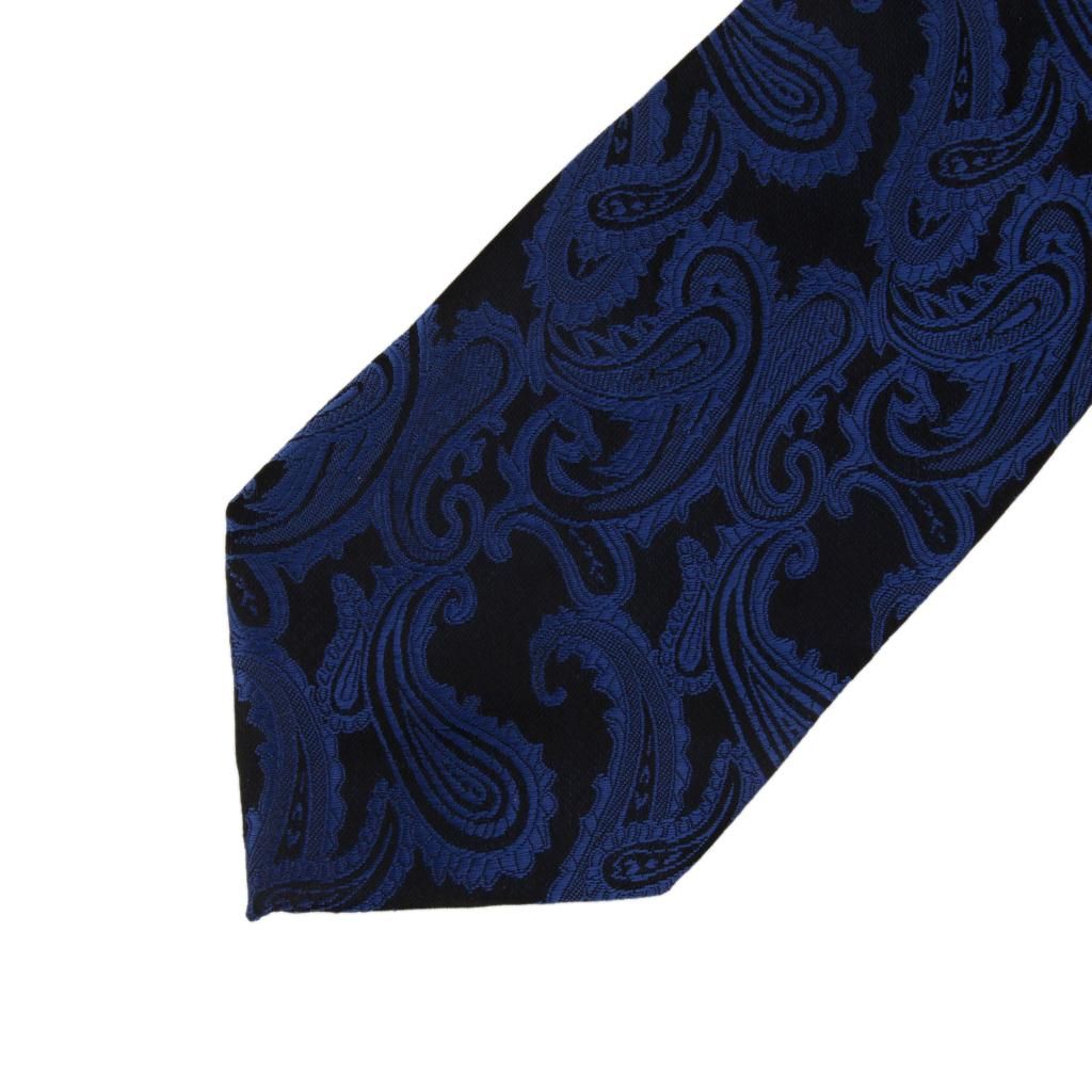 Mens  Jacquard Tie Hanky Cufflink Set Wedding Evening Party Dark Blue