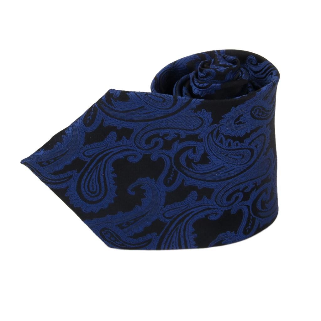 Mens  Jacquard Tie Hanky Cufflink Set Wedding Evening Party Dark Blue