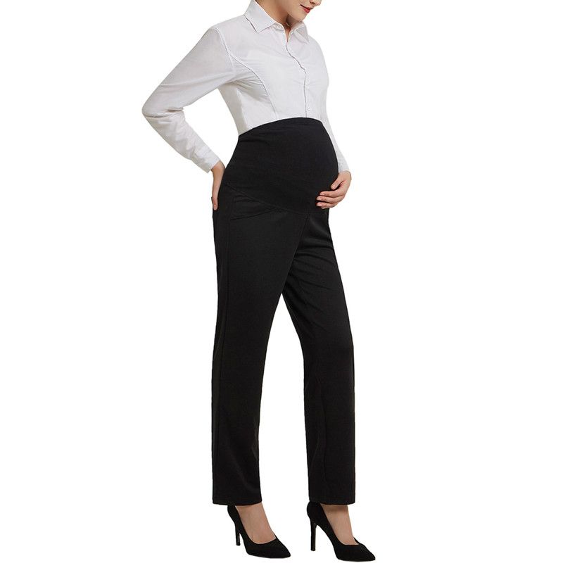 Pregnancy Office Pants Elastic Waist Maternity Black Work Trousers For Pregnant