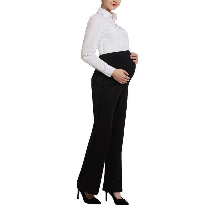 Pregnancy Office Pants Elastic Waist Maternity Black Work Trousers For Pregnant