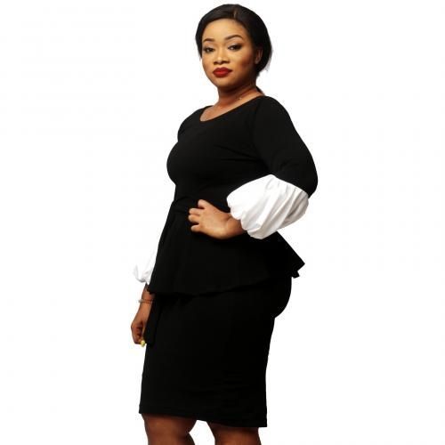 Pauline Peplum Top And Pencil Skirt Bundle-black/off-white