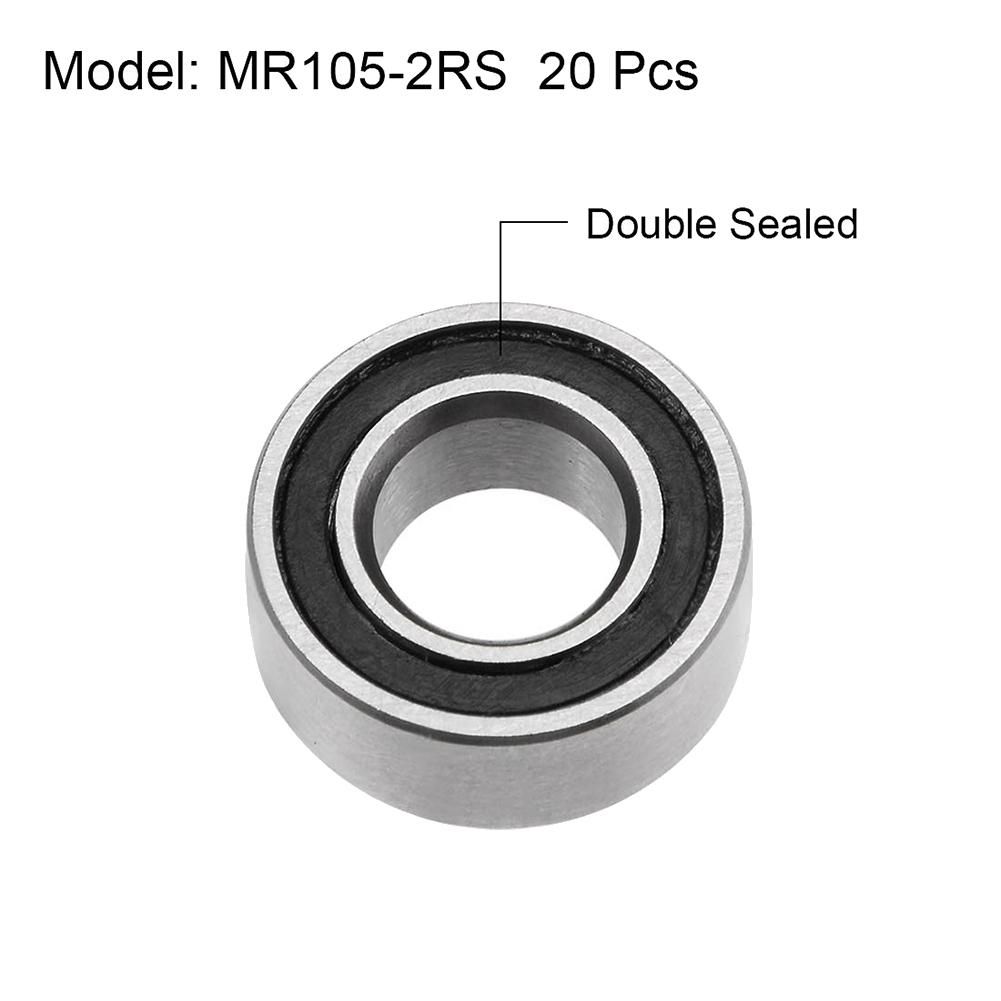 20PCS MR105-2RS 5X10X4mm Ball Bearing Steel Double-Shielded