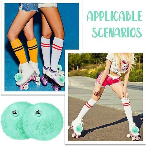2 Pcs Roller Skate Pom Poms With Jingle Bells Gis Roller