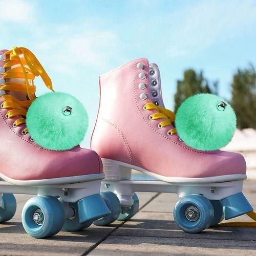 2 Pcs Roller Skate Pom Poms With Jingle Bells Gis Roller