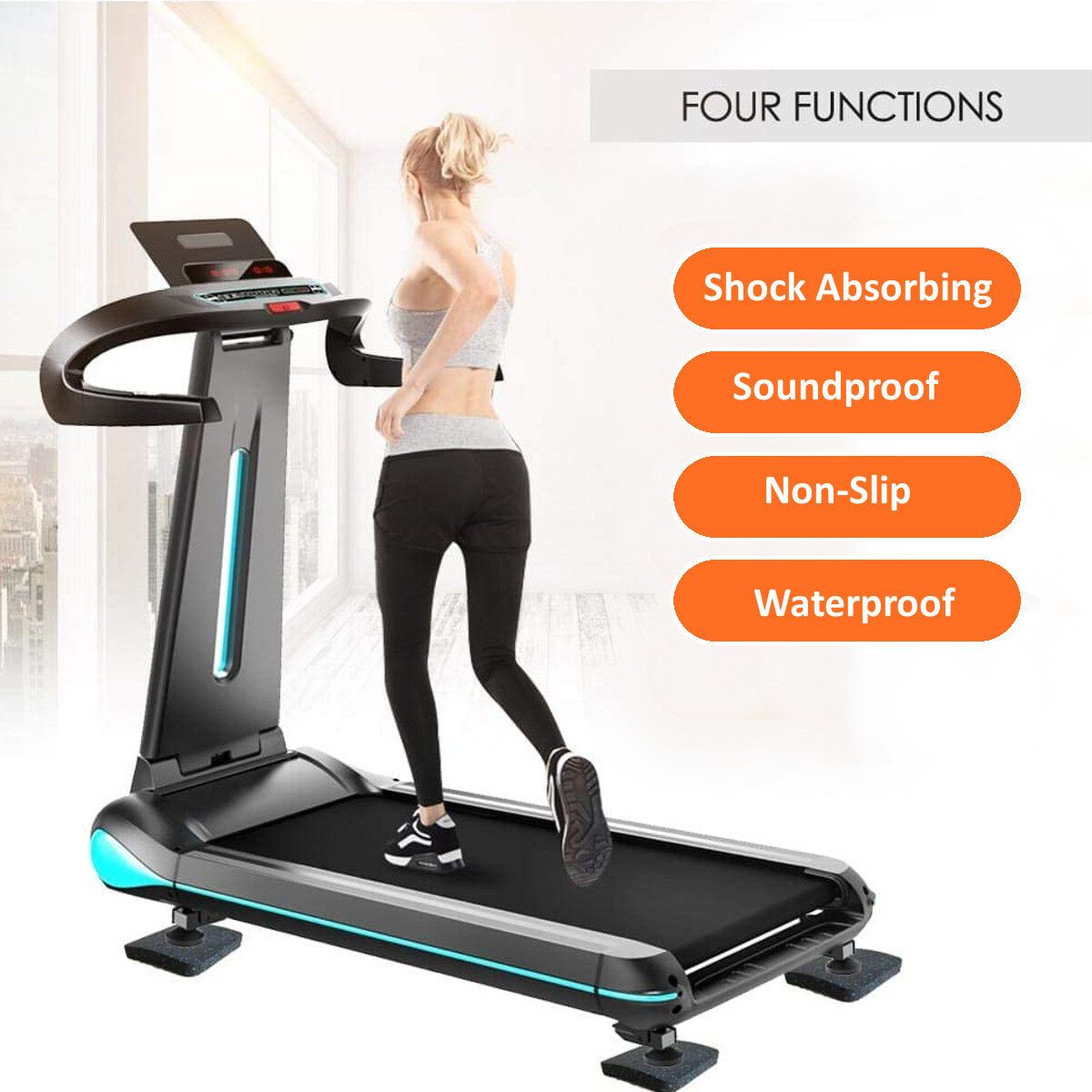 4Pcs/6Pcs Shock Absorbing Waterproof Non-Slip Rubber Pad Fitness 1.0Ply/1.9Ply Thickened Sound Insulation Rubber Cushion Home Treadmill Mat Exercise Mat 6Pcs 1.9ply