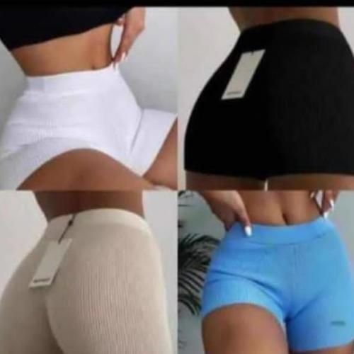 Ladies Casual Pants Elegant Stretch Slim Pencil Shorts(#Black 4pcs