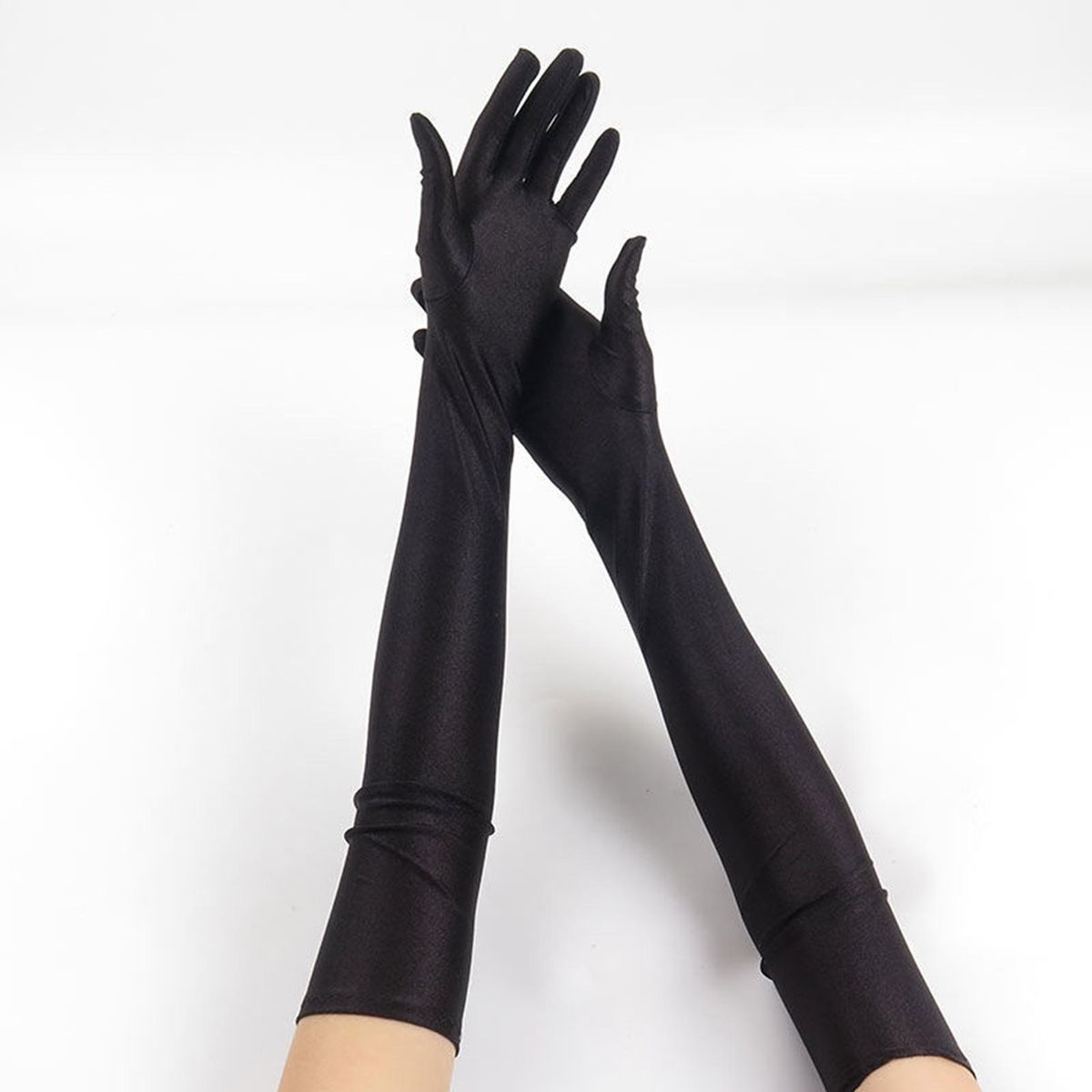 Evening Dress Gloves Elegance Full Finger Elbow Length for Wedding Black