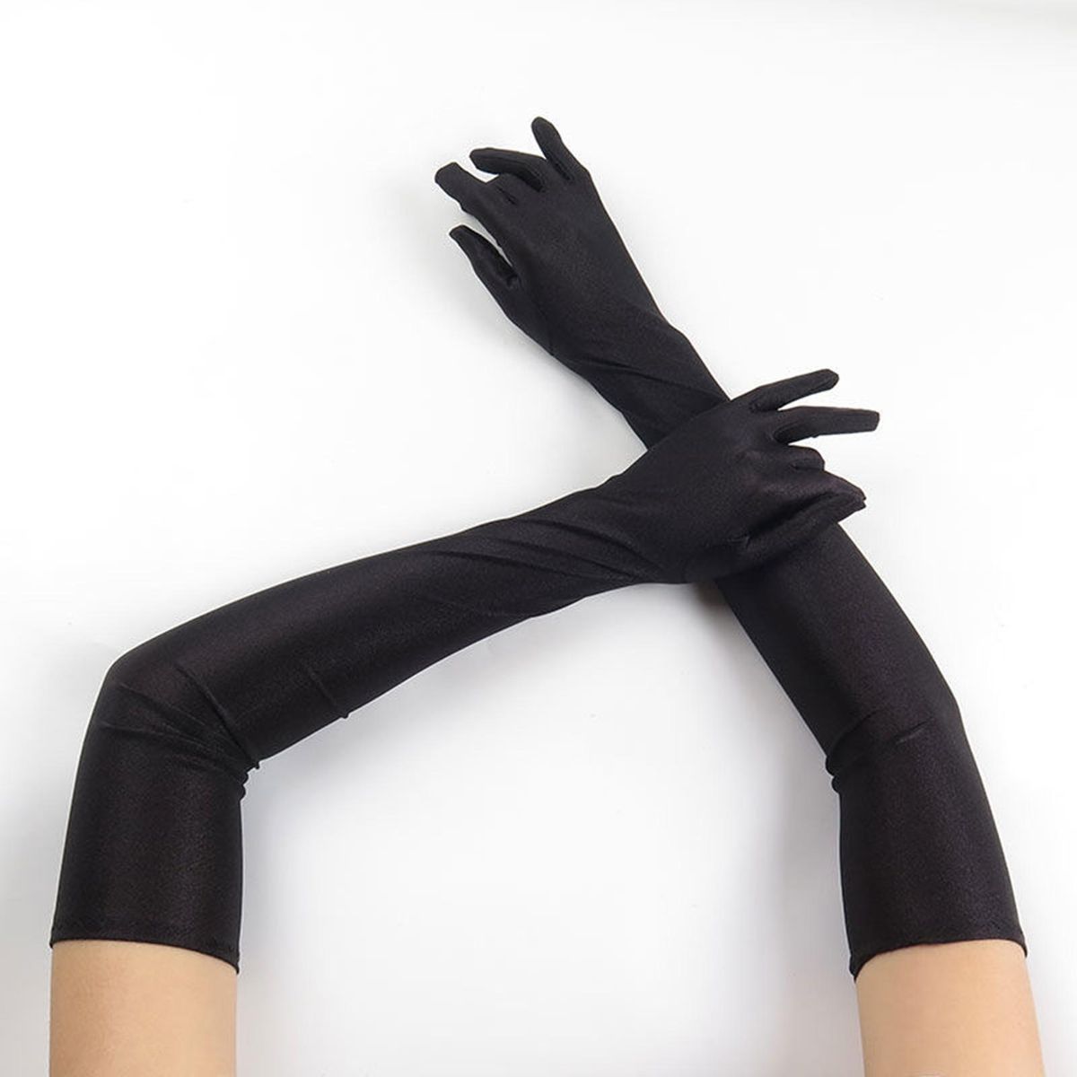 Evening Dress Gloves Elegance Full Finger Elbow Length for Wedding Black