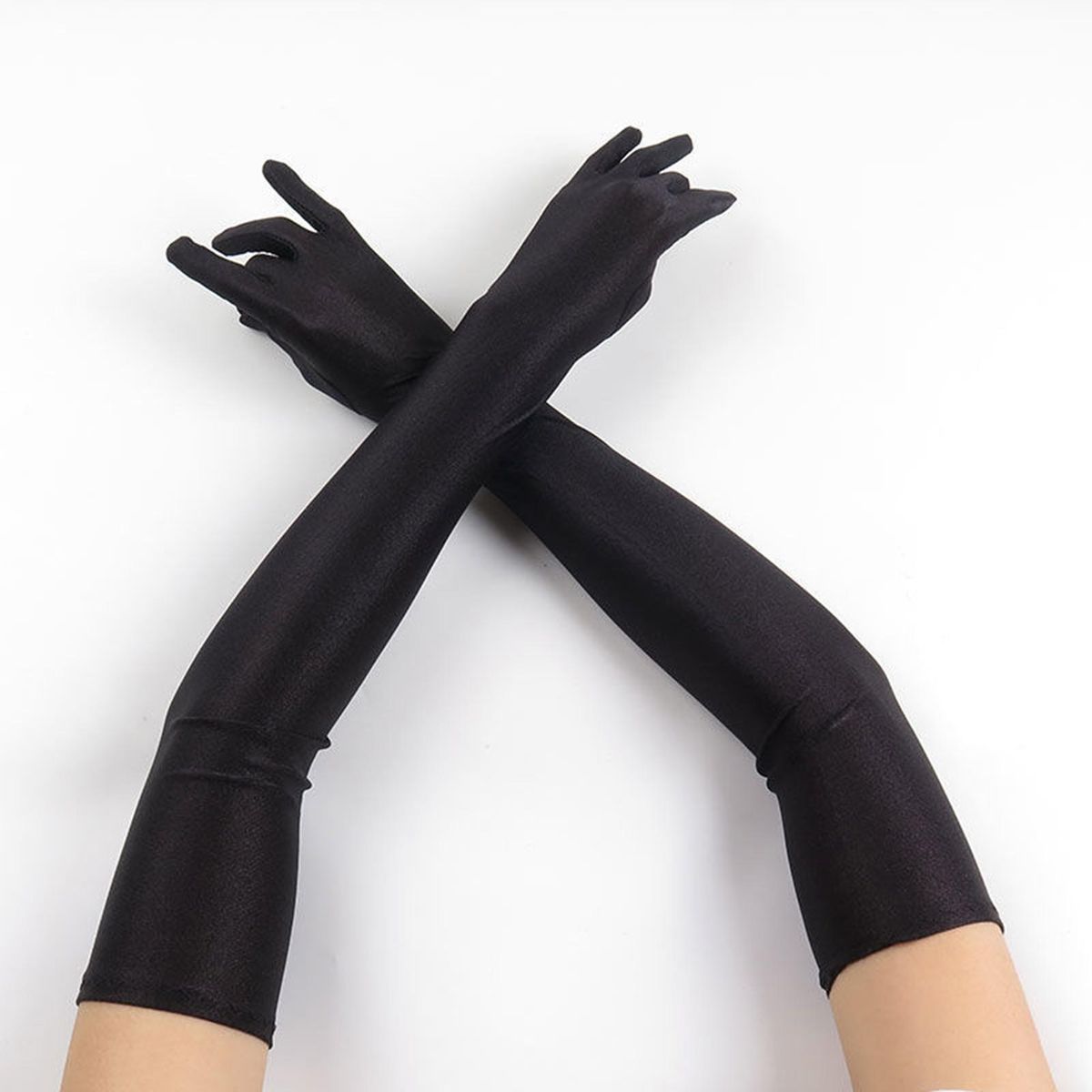 Evening Dress Gloves Elegance Full Finger Elbow Length for Wedding Black