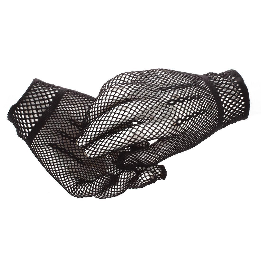 Pair of Womens Elastic Wrist Fishnet Style Finger Gloves