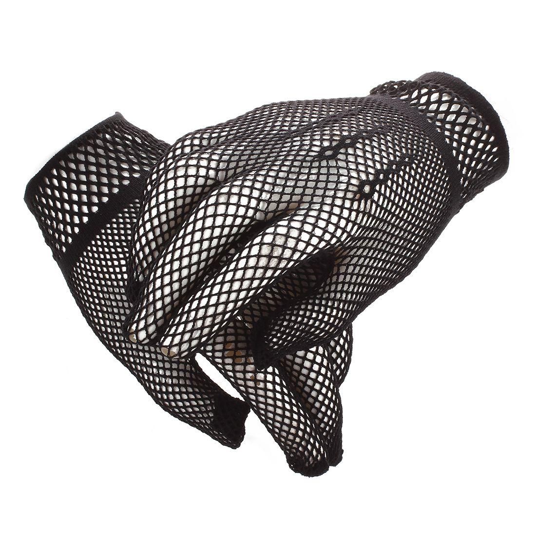 Pair of Womens Elastic Wrist Fishnet Style Finger Gloves