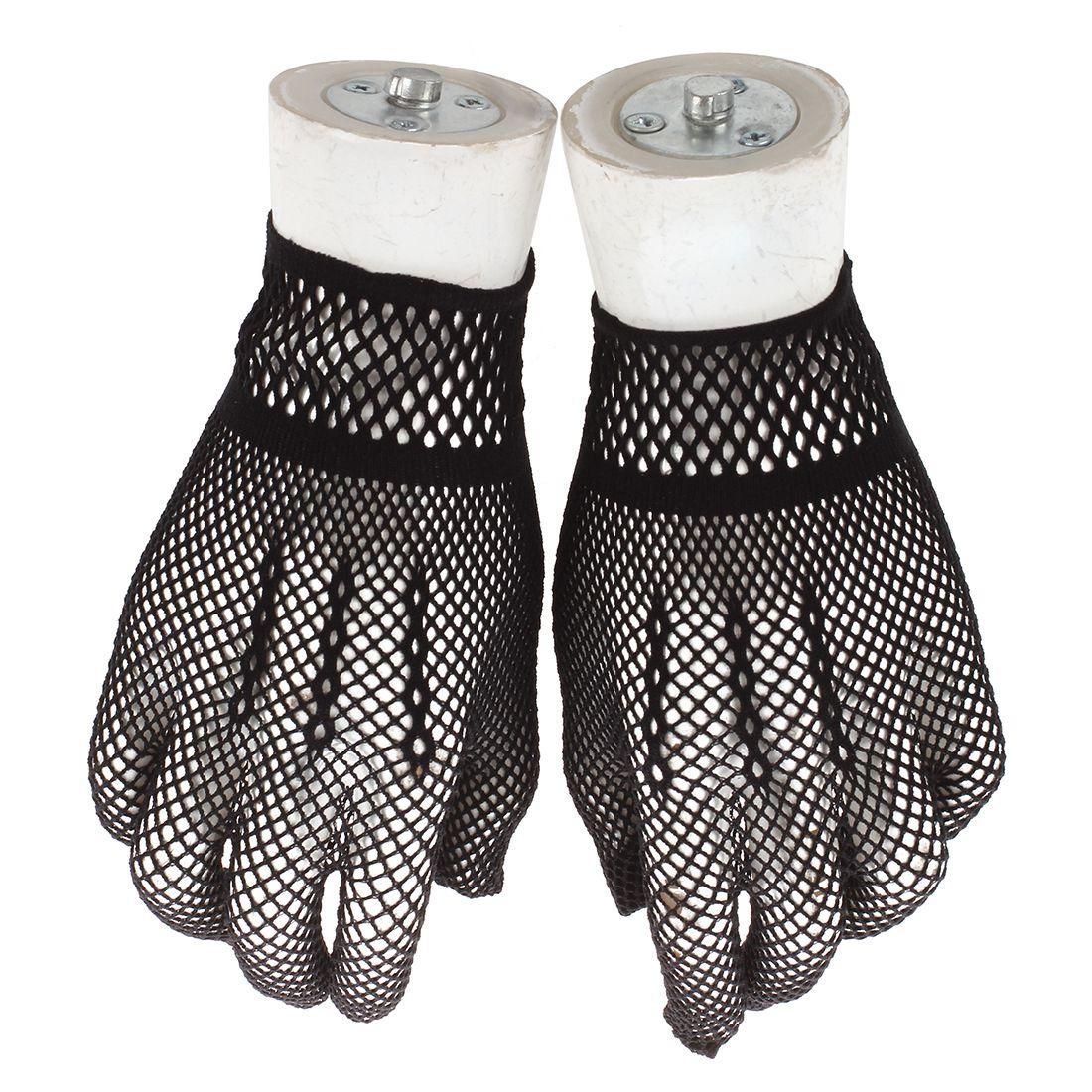 Pair of Womens Elastic Wrist Fishnet Style Finger Gloves