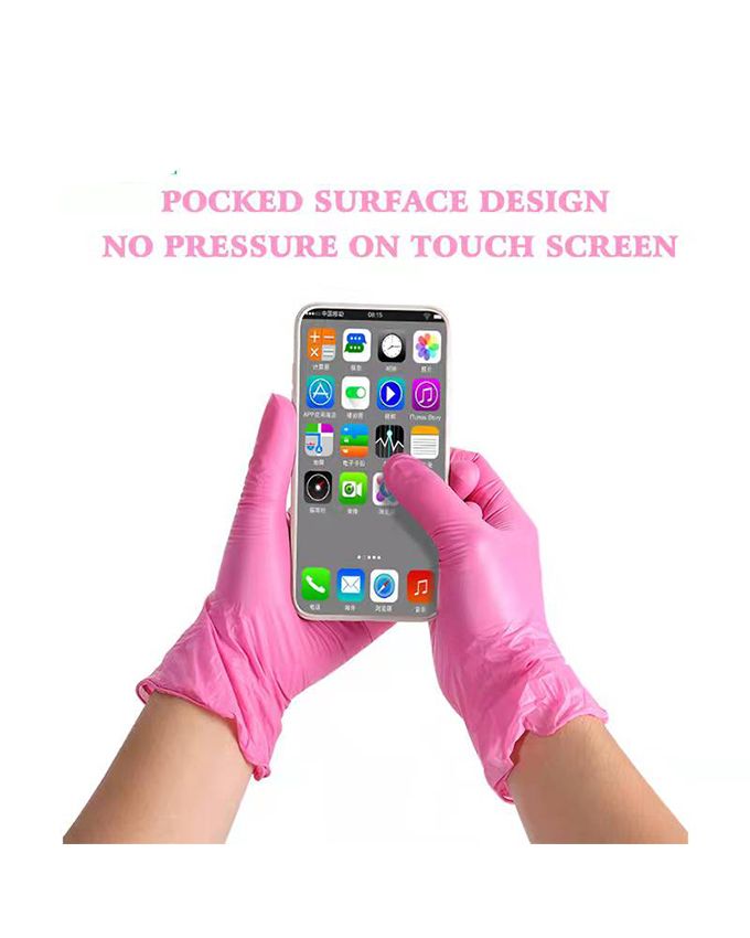 Protective Disposable Latex Hand Surgical Glove M (100 Pcs) Pink