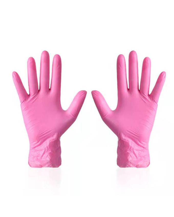 Protective Disposable Latex Hand Surgical Glove M (100 Pcs) Pink