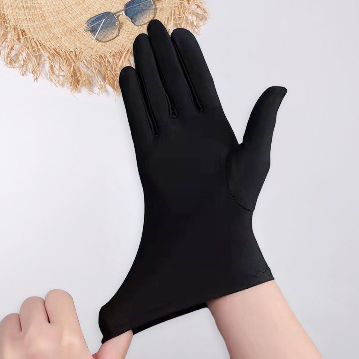 Women Men Gloves Versatile Five-finger Winter Gloves Elastic for Stage Black