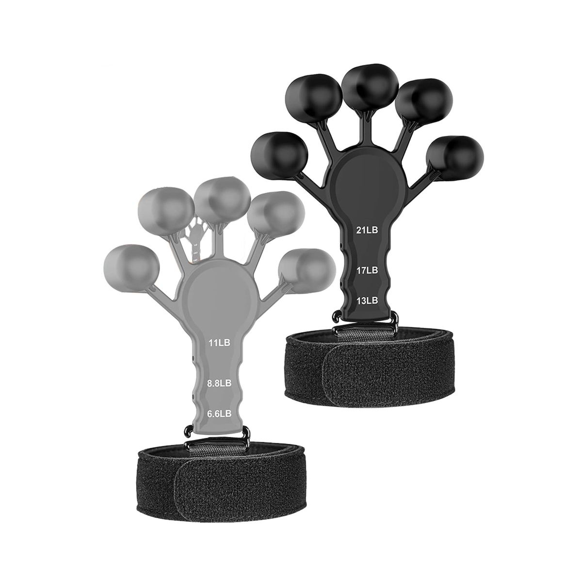Gripster,Grip Strength Trainer,Finger Strengthener,6 Resistant Level Adjustable Finger Flexion Extension Training 2PCS