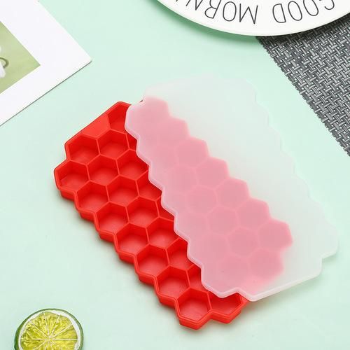 37 Cavity Honeycomb Ice Cube Silicone Mold Reusable Trays Ice Cube Maker Food Grade Ice Maker with Lids Popsicle Mould Ice Mold