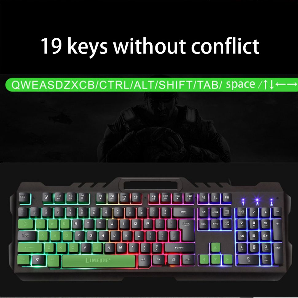 Gaming Mouse 104 Keyboard Sets Phone Holder Metal Feel Led