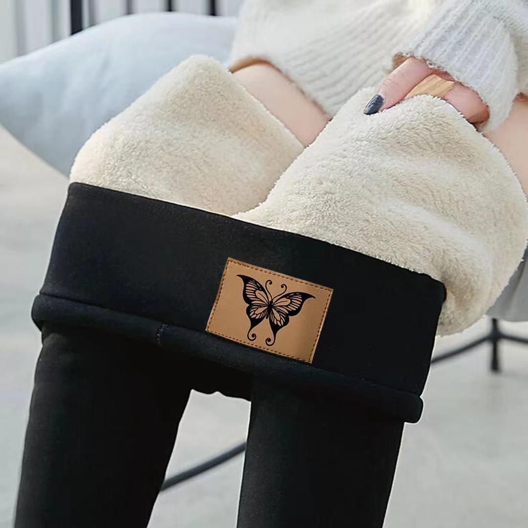 Cross-border special supply plus velvet thickened lambskin leggings women's 2022 winter high-waist tight-fitting warm pants a large number of spot black kitten XL