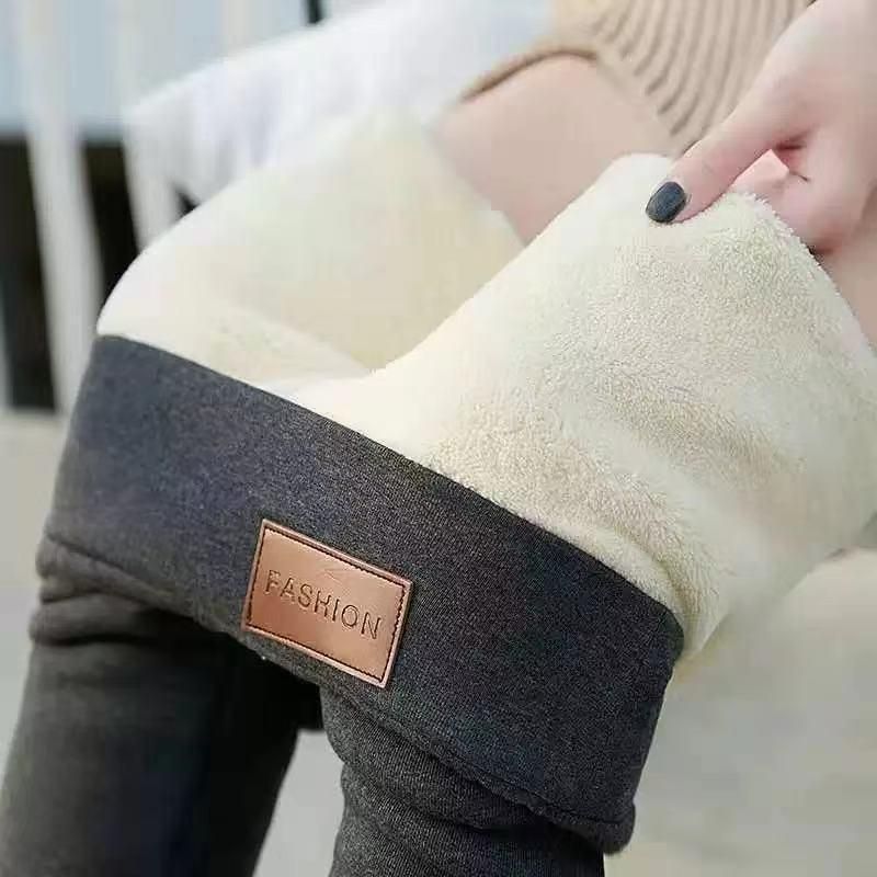 Cross-border special supply plus velvet thickened lambskin leggings women's 2022 winter high-waist tight-fitting warm pants a large number of spot black kitten XL