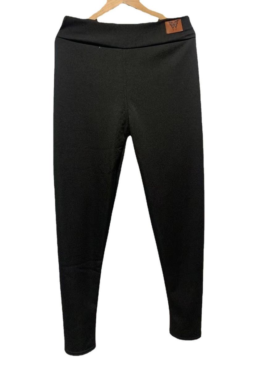 Cross-border special supply plus velvet thickened lambskin leggings women's 2022 winter high-waist tight-fitting warm pants a large number of spot black kitten XL
