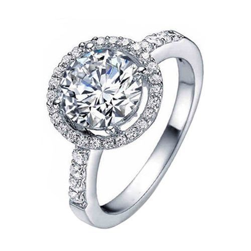 Sterling Silver Plated Cubic Zirconia Wedding Engagement Ring Silver