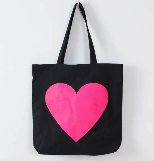 Black Jeans With Pink Heart Design Unisex Tote Bag