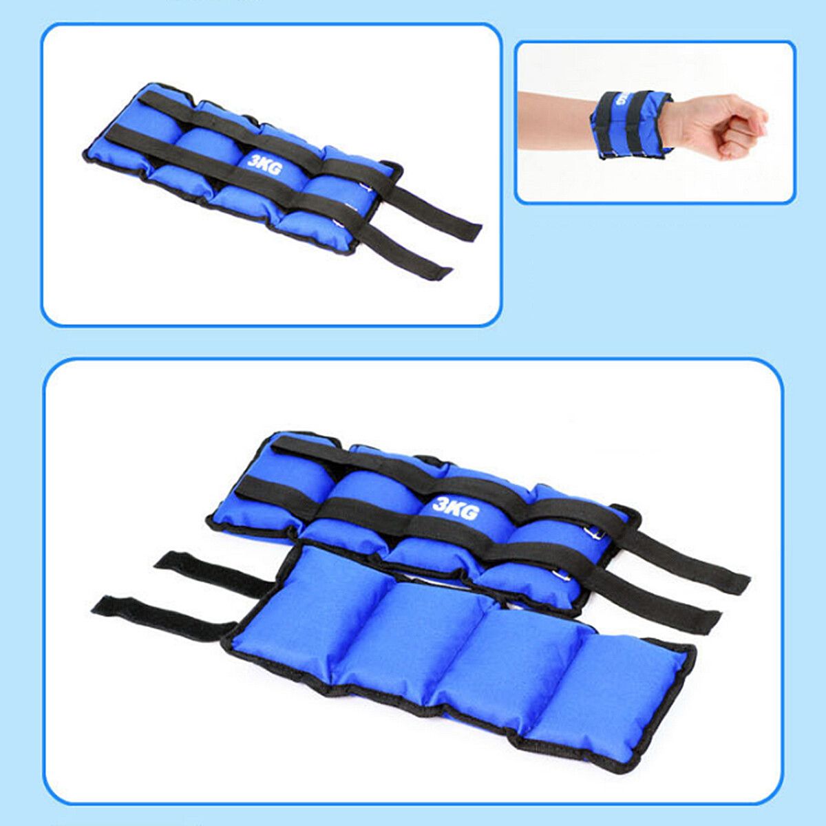 2PCS Wrist Ankle Weights Adjustable Leg Straps Running Boxing Braclets Training Fitness Gym 1kg