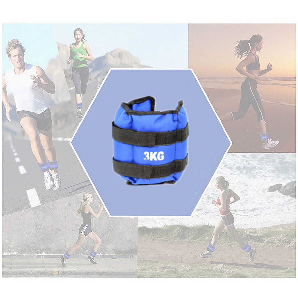 2PCS Wrist Ankle Weights Adjustable Leg Straps Running Boxing Braclets Training Fitness Gym 1kg