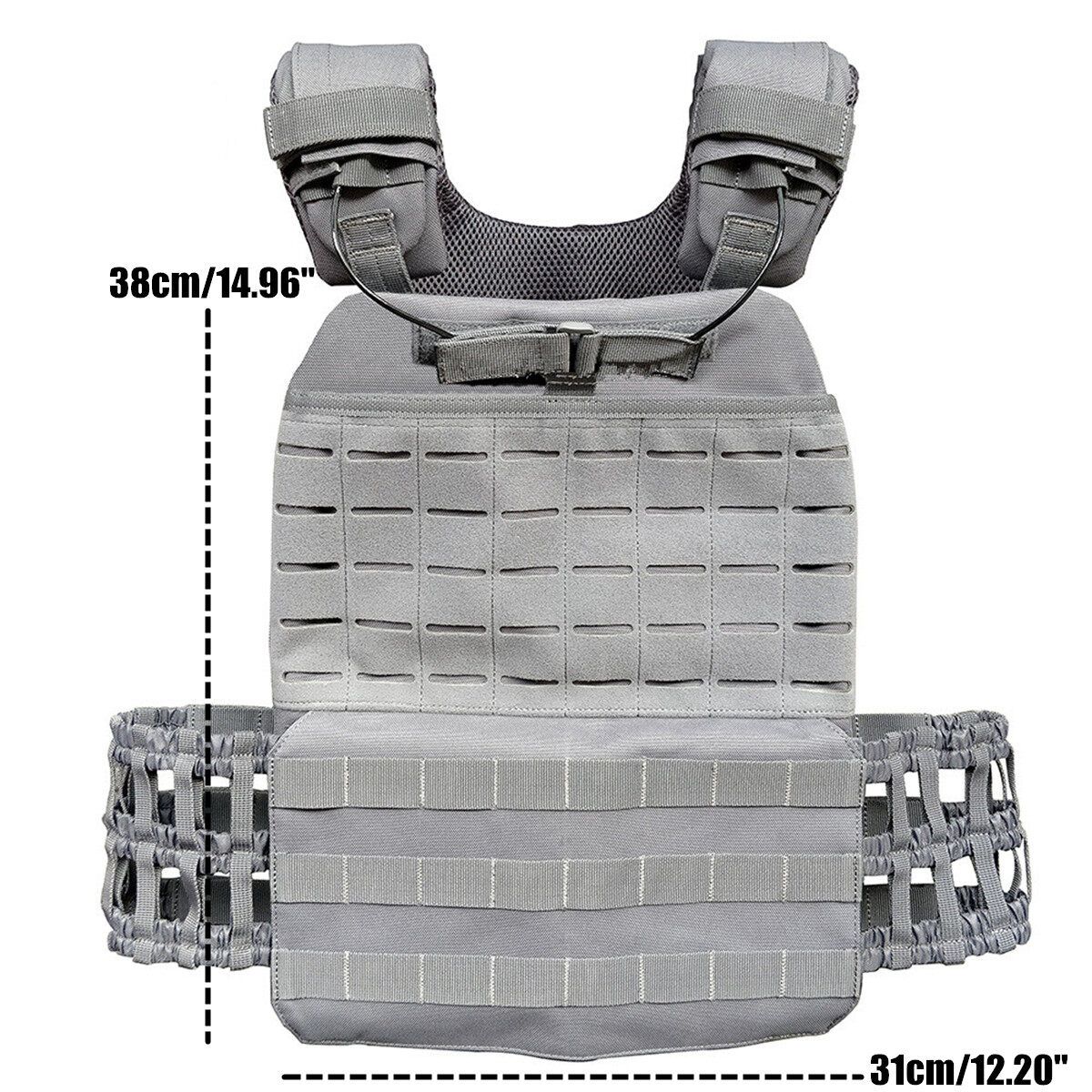 Weight Plate Carrier Adjustable Combat Crossfit Fitness Training 600D Grey