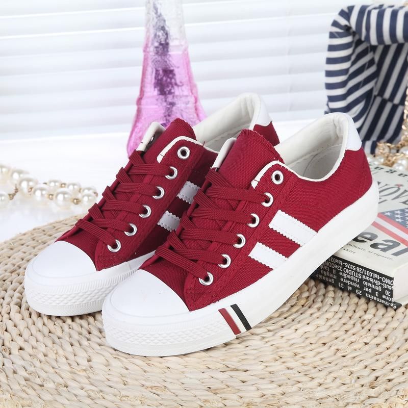 Korean version of fashionable low top couple canvas shoes, Korean version of trendy shallow cut flat