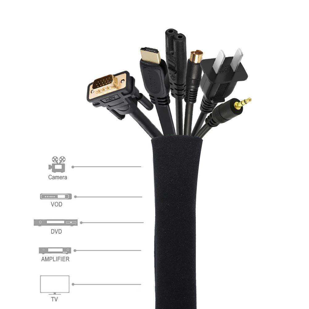 Cable Concealer Management Sleeve Wire Organizer For TV