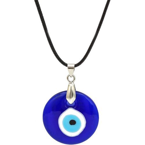 Evil Eye Pendant Necklace, Blue Eyes Pendant, Leather Rope For Protection