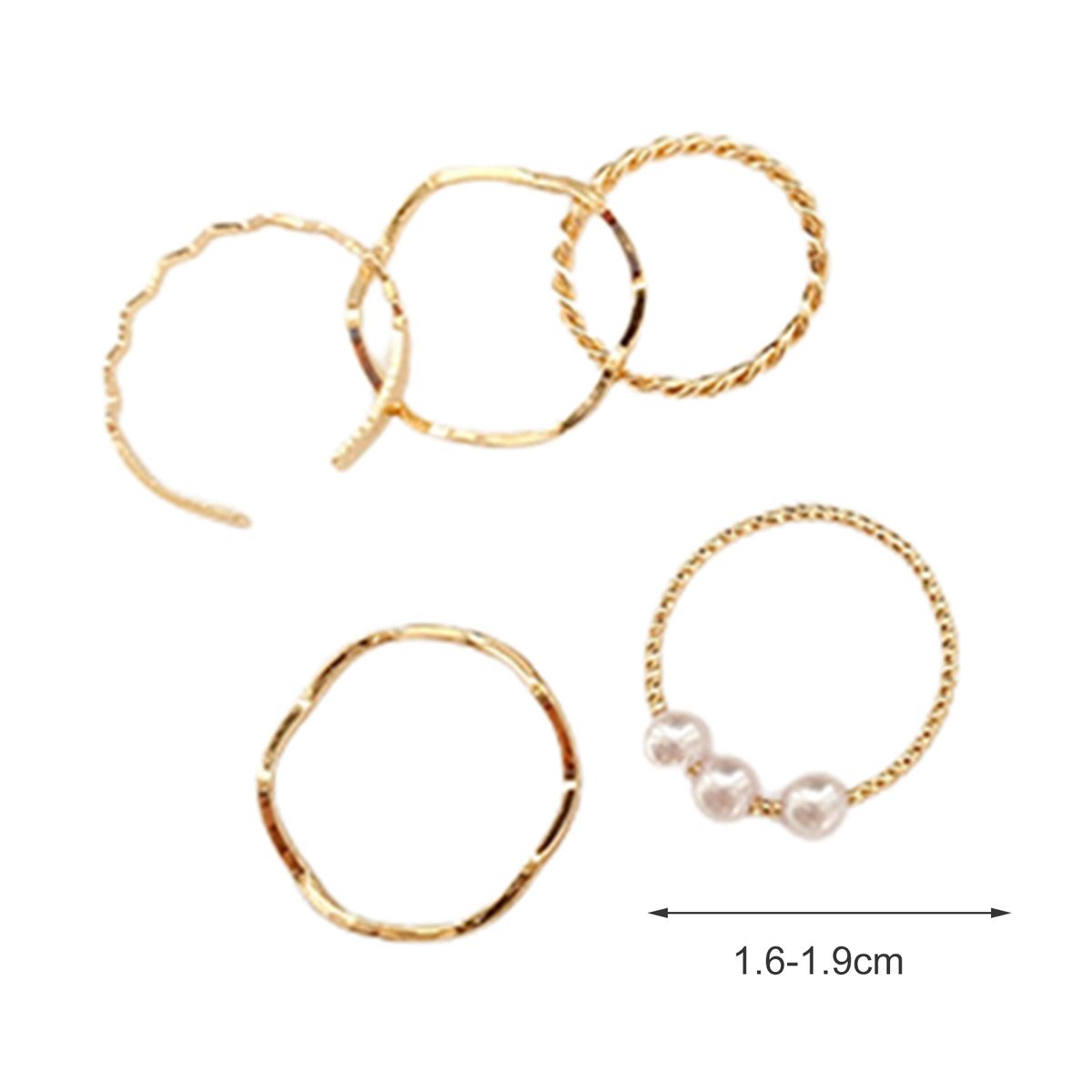 5Pcs Chic Rings Electroplating Curved Shape Rings Set Silver
