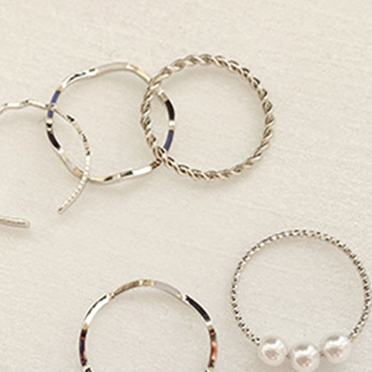 5Pcs Chic Rings Electroplating Curved Shape Rings Set Silver