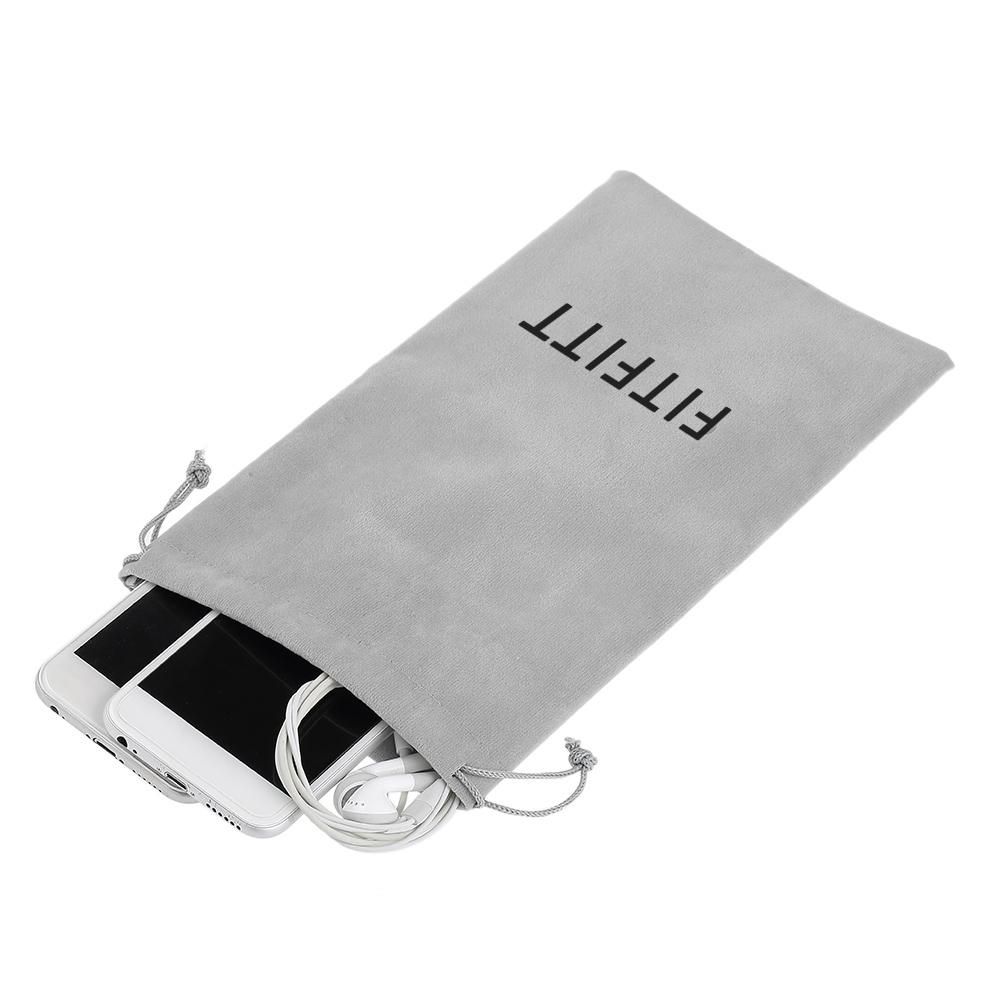 FITFITT Storage Bag Carrying Bag Small Drawstring Flocked Protection Pouch Grey 13.5*23.5CM