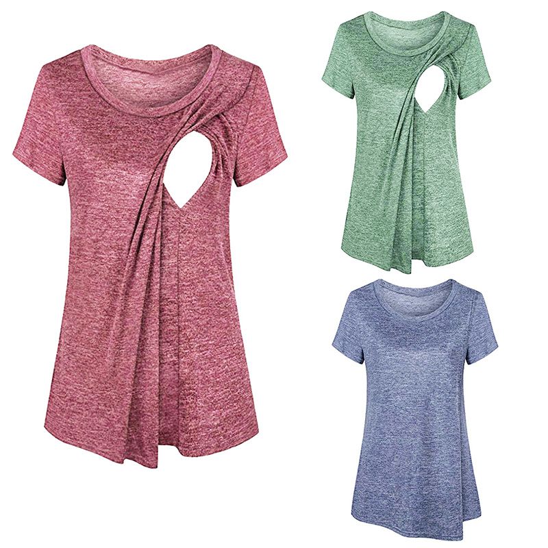 Nursing Tops Women Short Sleeve Maternity Clothes Summer Pregnancy Shirt