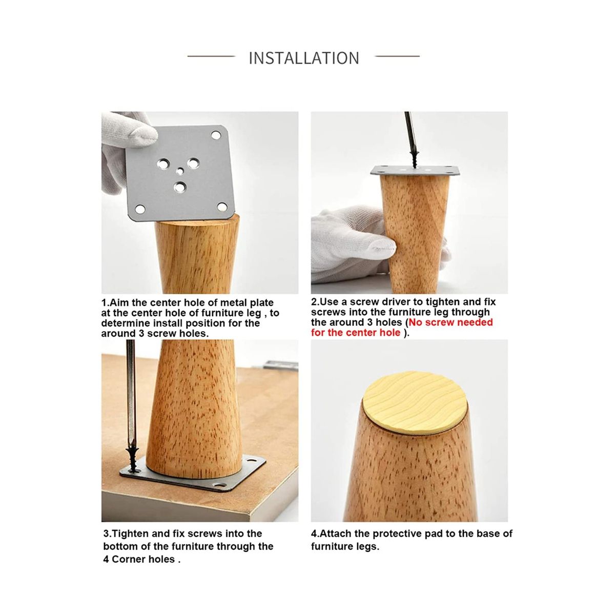 Wood 4 Inch Furniture Legs 4 Round Solid Mid Couch Feet Repment Legs for Sofa Dresser Cabinet Bed Home DIY