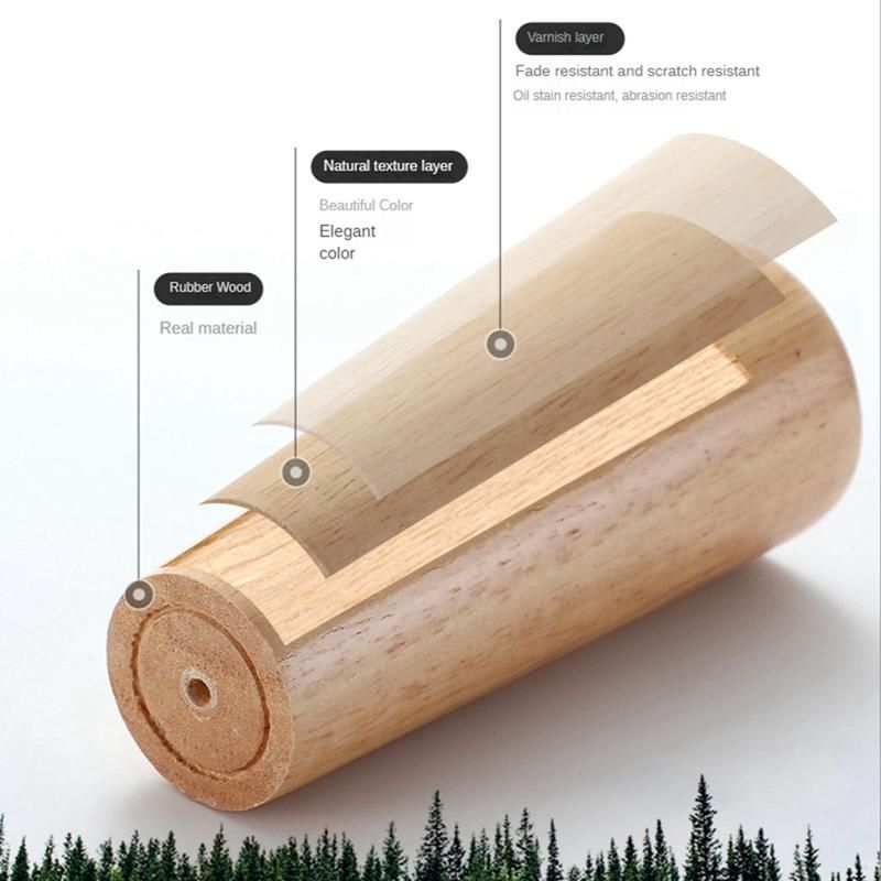 Wood 4 Inch Furniture Legs 4 Round Solid Mid Couch Feet Repment Legs for Sofa Dresser Cabinet Bed Home DIY