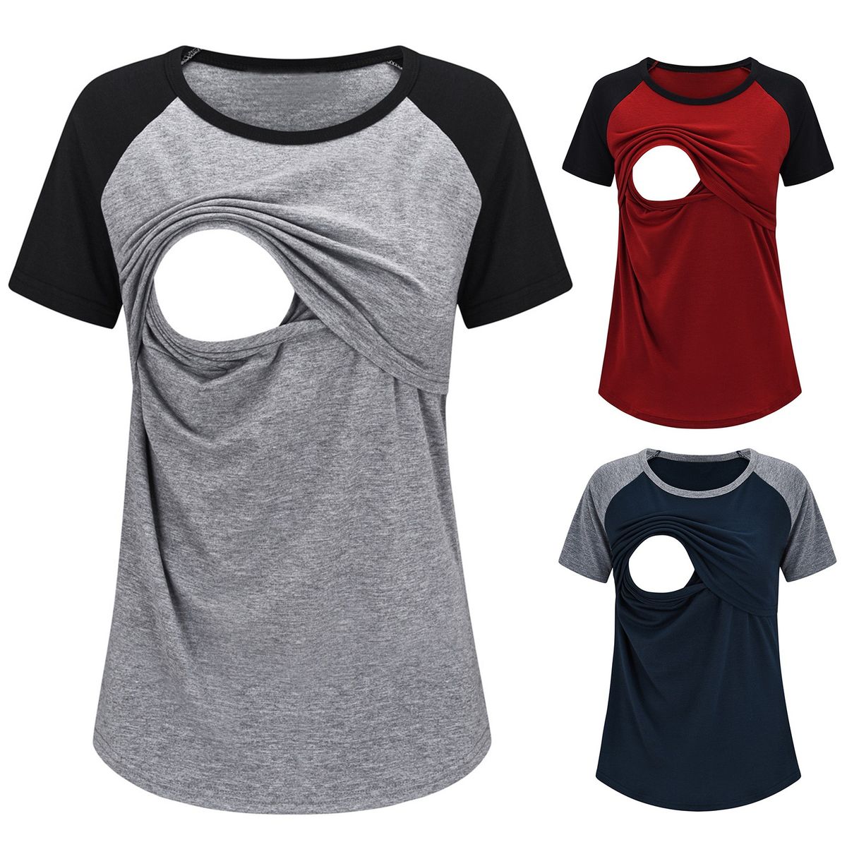 Pregnant Women Clothes Maternity Casual Breastfeeding Loose Tee Short Sleeve